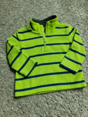 GAP Lime Green Fleece Half-Zip with Navy Stripes Size 12-18M
